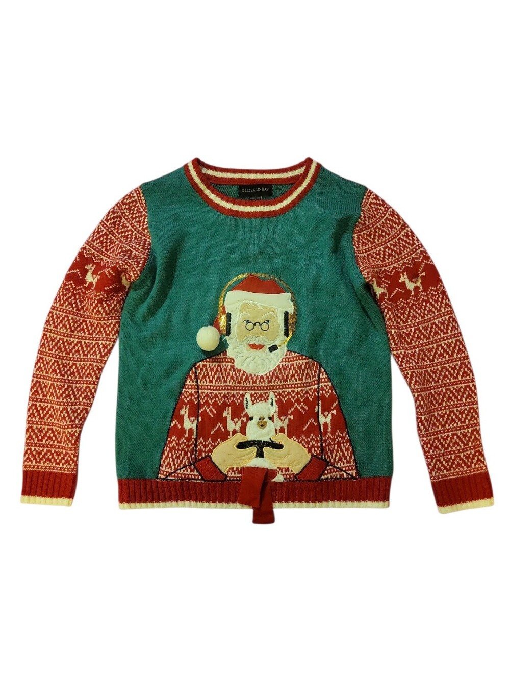 Bizzard Bay Green & Red Santa Gamer Sweater Boys